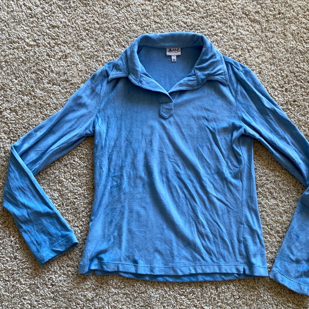 Blue long sleeve tops